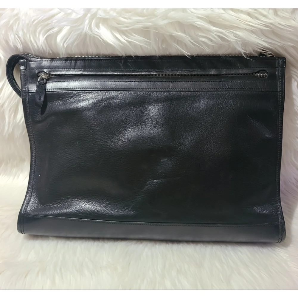 Vintage TUMI Black Leather Zippered Business Clutch